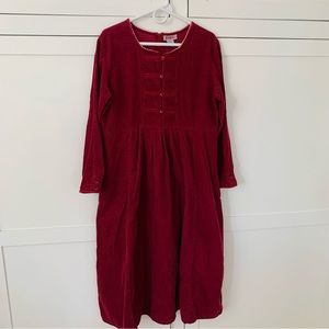 Vintage FADS Burgandy Curduroy Witch Gothic Vampire Long Sleeve Midi Dress
